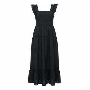 Ann Taylor | Black Eyelet Ruffle Sleeve Maxi Dress, 12 NWT